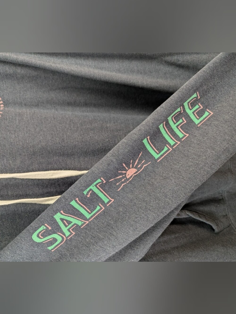 Salt Life Good Times Salty Vibes Graphic Hoodie Grey Pullover Adult XL - Picture 6 of 10